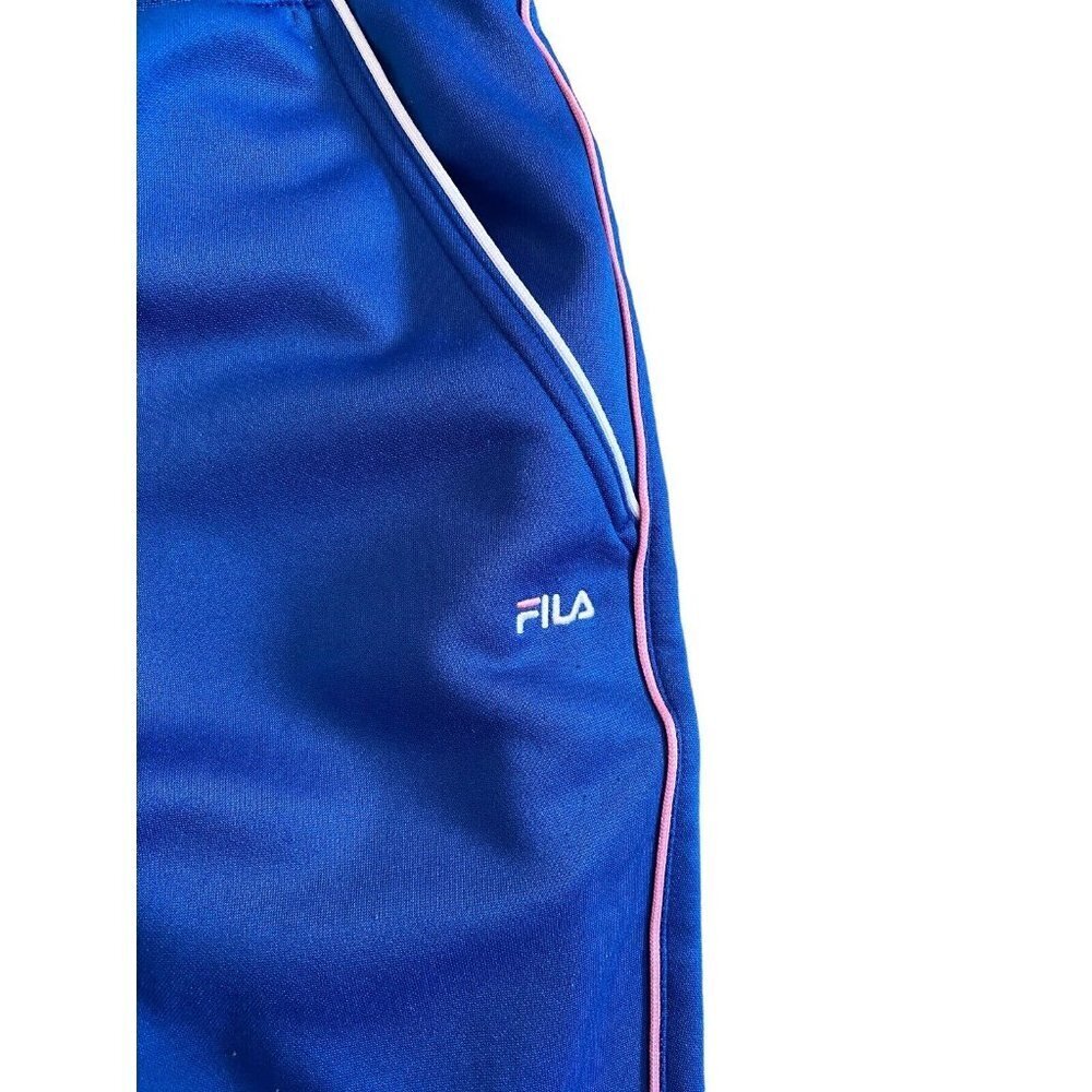 FILA Youth Girls Blue & Pink Sweatpants w/ Italian Phrase Size L Large VTG? - Picture 3 of 5
